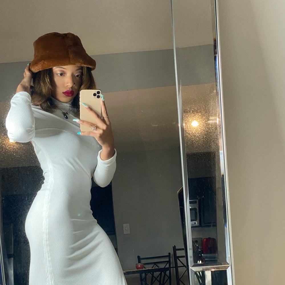 All white dress + accessories